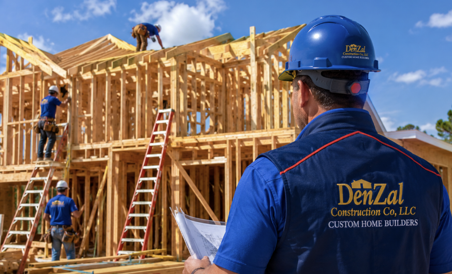 DenZal home under construction — framing and active build in Northeastern Pennsylvania